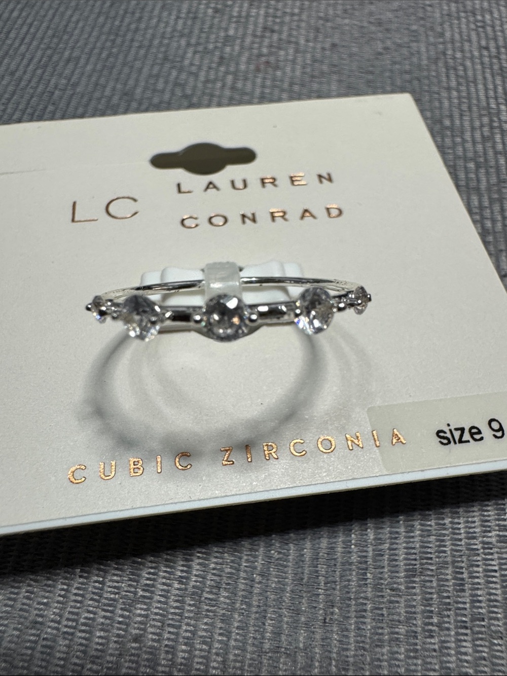 LC Lauren Conrad Silver Cubic Zirconia Stacked Ring